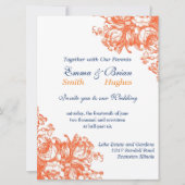 Orange und Weiß Antike Blumen Einladung (Vorderseite)