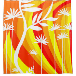 Orange und Weiß Botanisch Duschvorhang