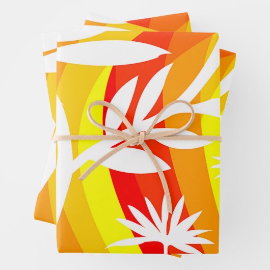 Orange und Weiß Botanisch Geschenkpapier Set (Beispiel)