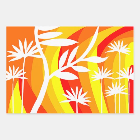 Orange und Weiß Botanisch Geschenkpapier Set (Vorderseite)