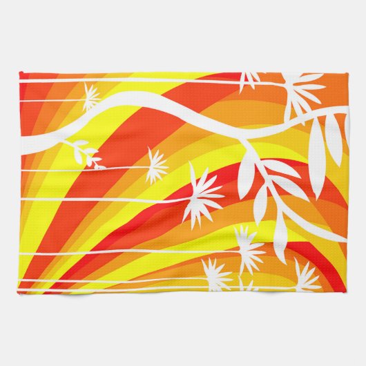 Orange und Weiß Botanisch Geschirrtuch (Horizontal)