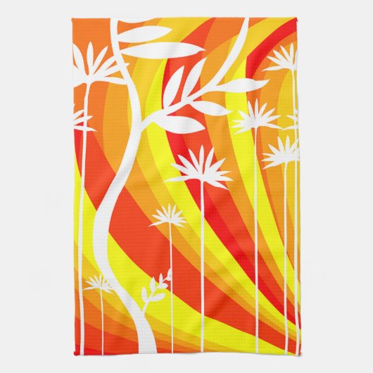 Orange und Weiß Botanisch Geschirrtuch (Vertikal)