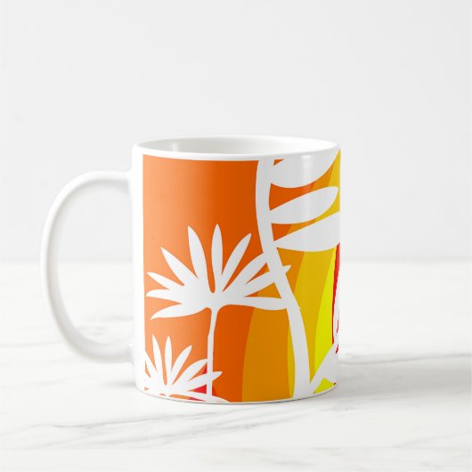 Orange und Weiß Botanisch Kaffeetasse (Links)