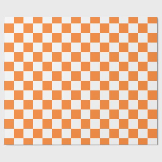 Orange und Weiß des karierten Musters Geschenkpapier (Flach)