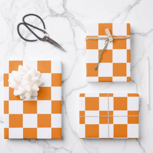 Orange und Weiß Geschenkpapier Set (Vorderseite)