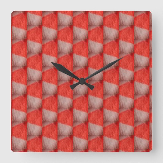 orange und weiß kariert quadratische wanduhr (Vorderseite)