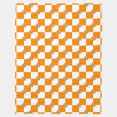Orange und weiß karierte Blume Fleecedecke (Vorderseite)