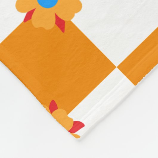 Orange und weiß karierte Blume Fleecedecke (Ecke)