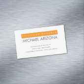 Orange und Weiß Minimalistisch Einfach Schlicht Magnetische Visitenkarte (Beispiel)