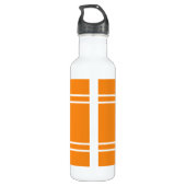 Orange und Weiß mit Namen und Streifen Edelstahlflasche (Rückseite)
