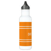 Orange und Weiß mit Namen und Streifen Edelstahlflasche (Links)