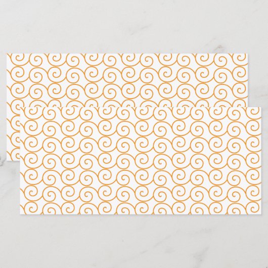 Orange und Weiß mit Wirbel Menükarte (Vorne/Hinten)