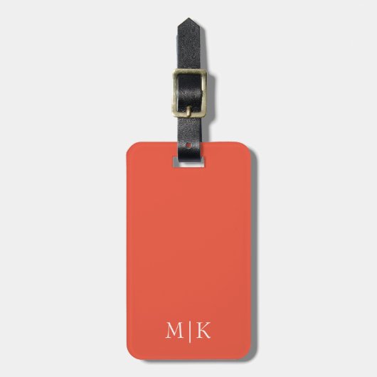 Orange und Weiß | Modernes Monogramm Gepäckanhänger (Vorderseite vertikal)