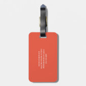 Orange und Weiß | Modernes Monogramm Gepäckanhänger (Rückseite vertikal)