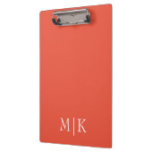 Orange und Weiß | Modernes Monogramm Klemmbrett (Links)