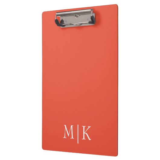 Orange und Weiß | Modernes Monogramm Klemmbrett (Links)