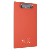 Orange und Weiß | Modernes Monogramm Klemmbrett (Rechts)
