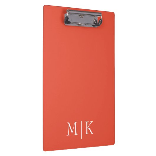 Orange und Weiß | Modernes Monogramm Klemmbrett (Rechts)