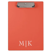 Orange und Weiß | Modernes Monogramm Klemmbrett (Vorderseite)