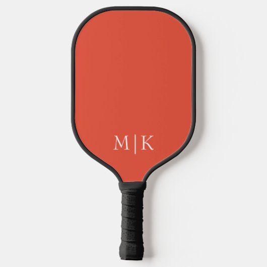 Orange und Weiß | Modernes Monogramm Pickleball Schläger (Rückseite)