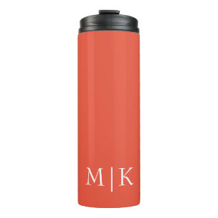 Orange und Weiß Modernes Monogramm Thermosbecher