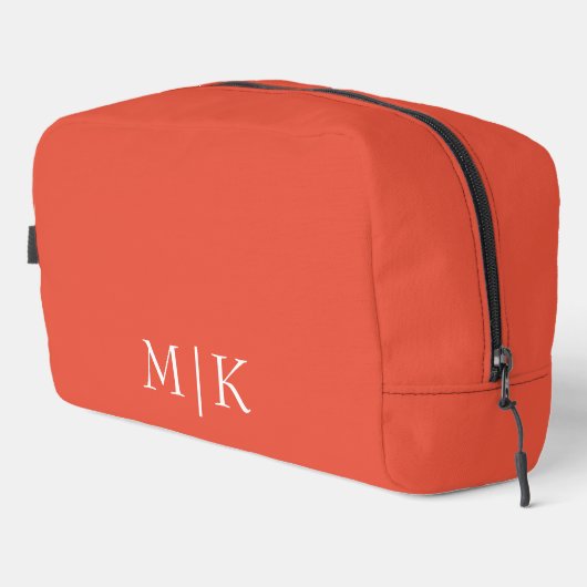 Orange und Weiß | Modernes Monogramm Waschbeutel (Rechte Ecke)