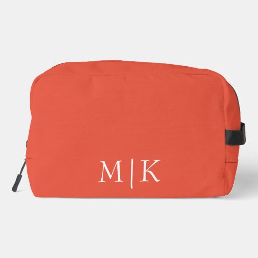 Orange und Weiß | Modernes Monogramm Waschbeutel (Rückseite)