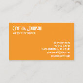 Orange und Weiß Retro Bold Visitenkarte (Rückseite)