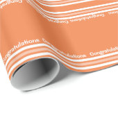 Orange und Weiß Stripes Glückwünsche Geschenkpapier (Rolleneckpunkt)