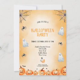 ORANGE- UND WEISS- UND SCHWARZES HALLOWEEN-PARTY EINLADUNG