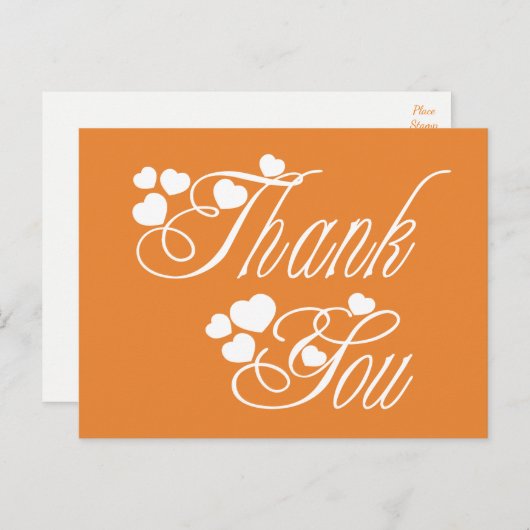 Orange und Weiß Vielen Dank, Liebe Herz Postkarte (Vorne/Hinten)