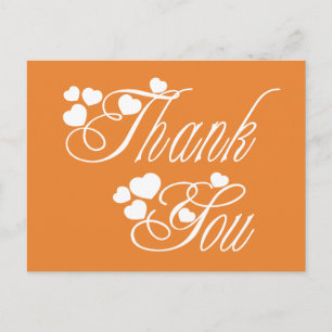 Orange und Weiß Vielen Dank, Liebe Herz Postkarte