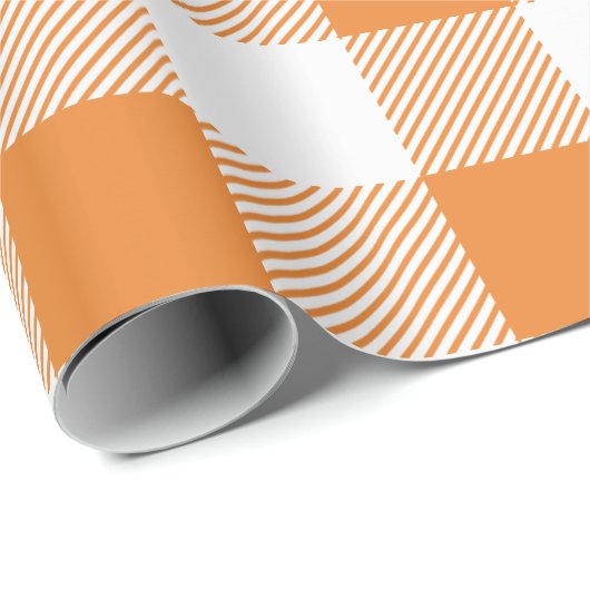 Orange und Weißbüffel Kariert Geschenkpapier (Rolleneckpunkt)