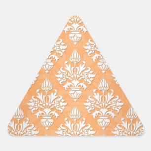 Orange und Weiße Artichoke Damask Muster Dreieckiger Aufkleber