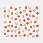 Orange und Weiße Blüten Fleecedecke (Vorderseite (Horizontal))