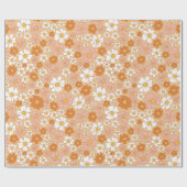 Orange und Weiße Blüten Geschenkpapier (Flach)