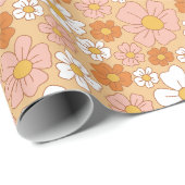 Orange und Weiße Blüten Geschenkpapier (Rolleneckpunkt)