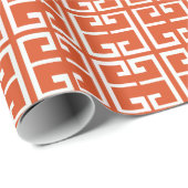 Orange und weiße Fliese Geschenkpapier (Rolleneckpunkt)