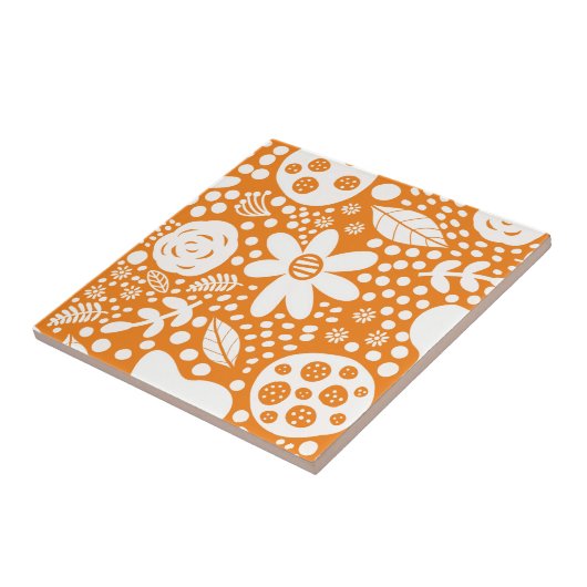 Orange und Weiße Flora Fliese (Seite)