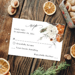 Orange und Weiße Flora ni Mahlzeiten UAWG RSVP Karte