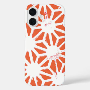 Orange und weiße geometrische Muster iPhone 16 Hülle