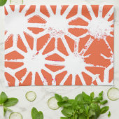 Orange und weiße geometrische Muster Geschirrtuch (Gefaltet)