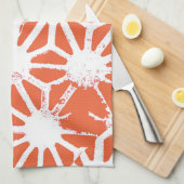 Orange und weiße geometrische Muster Geschirrtuch (Viertel Falte)