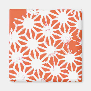Orange und weiße geometrische Muster Magnet