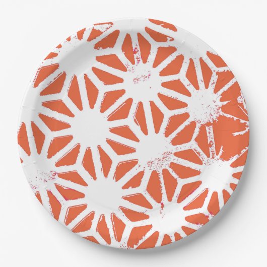 Orange und weiße geometrische Muster Pappteller (Vorderseite)