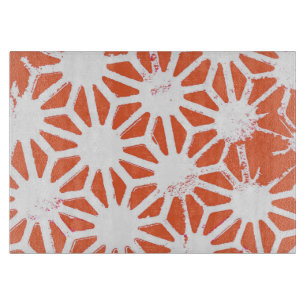 Orange und weiße geometrische Muster Schneidebrett