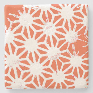 Orange und weiße geometrische Muster Steinuntersetzer