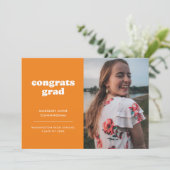 Orange und Weiße Glückwunsch Grad Foto Abschluss Ankündigung (Stehend Vorderseite)