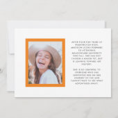 Orange und Weiße Glückwunsch Grad Foto Abschluss Ankündigung (Rückseite)