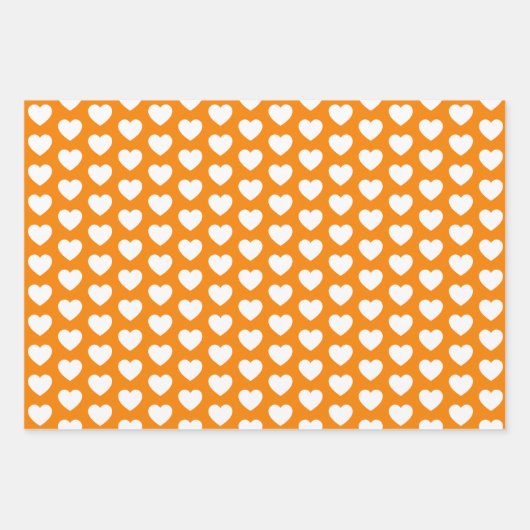 Orange und Weiße Herzen Geschenkpapier Set (Vorderseite 2)